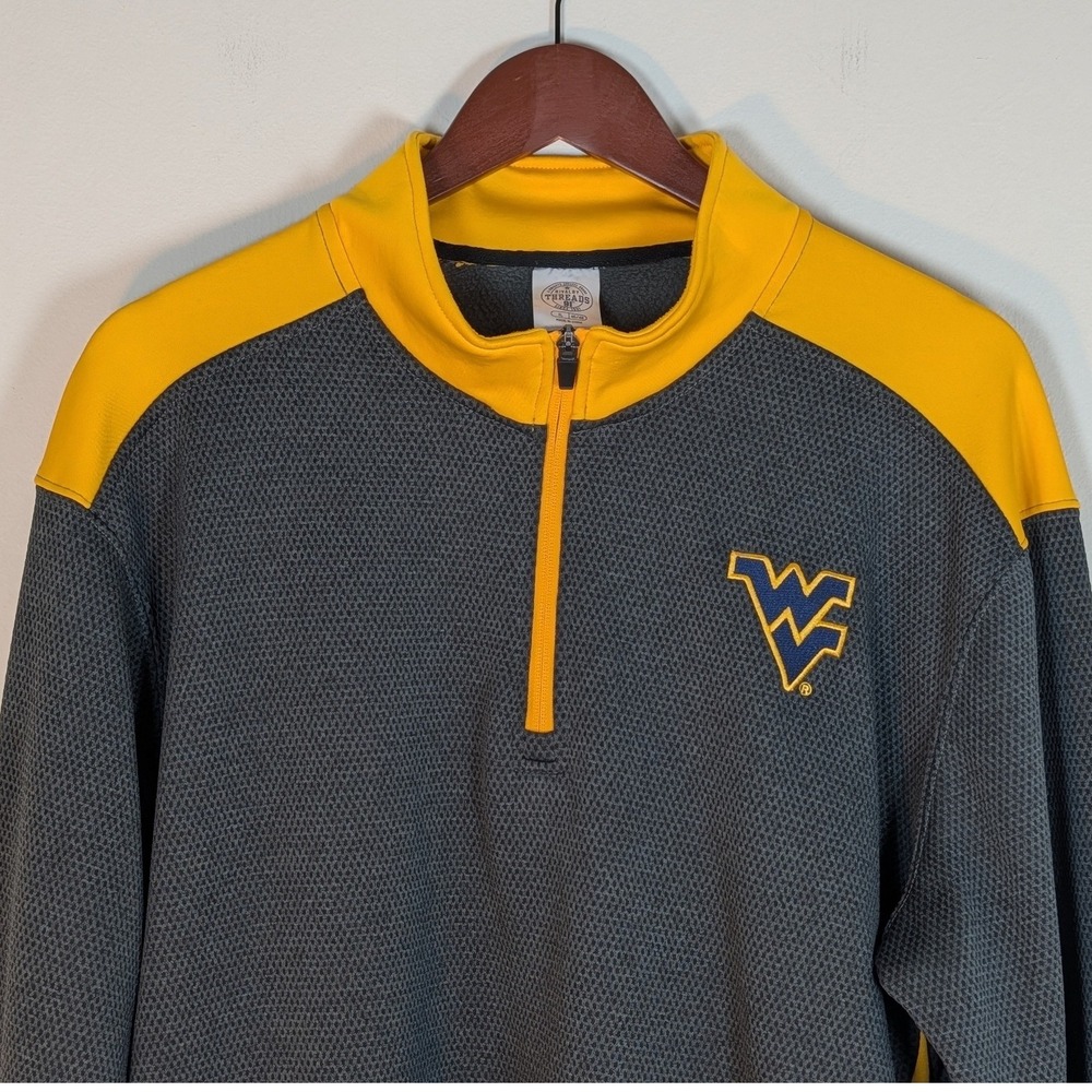Rivalry Threads West Virginia Mountaineers WVU Quarter Zip Pullover Gray Gold XL